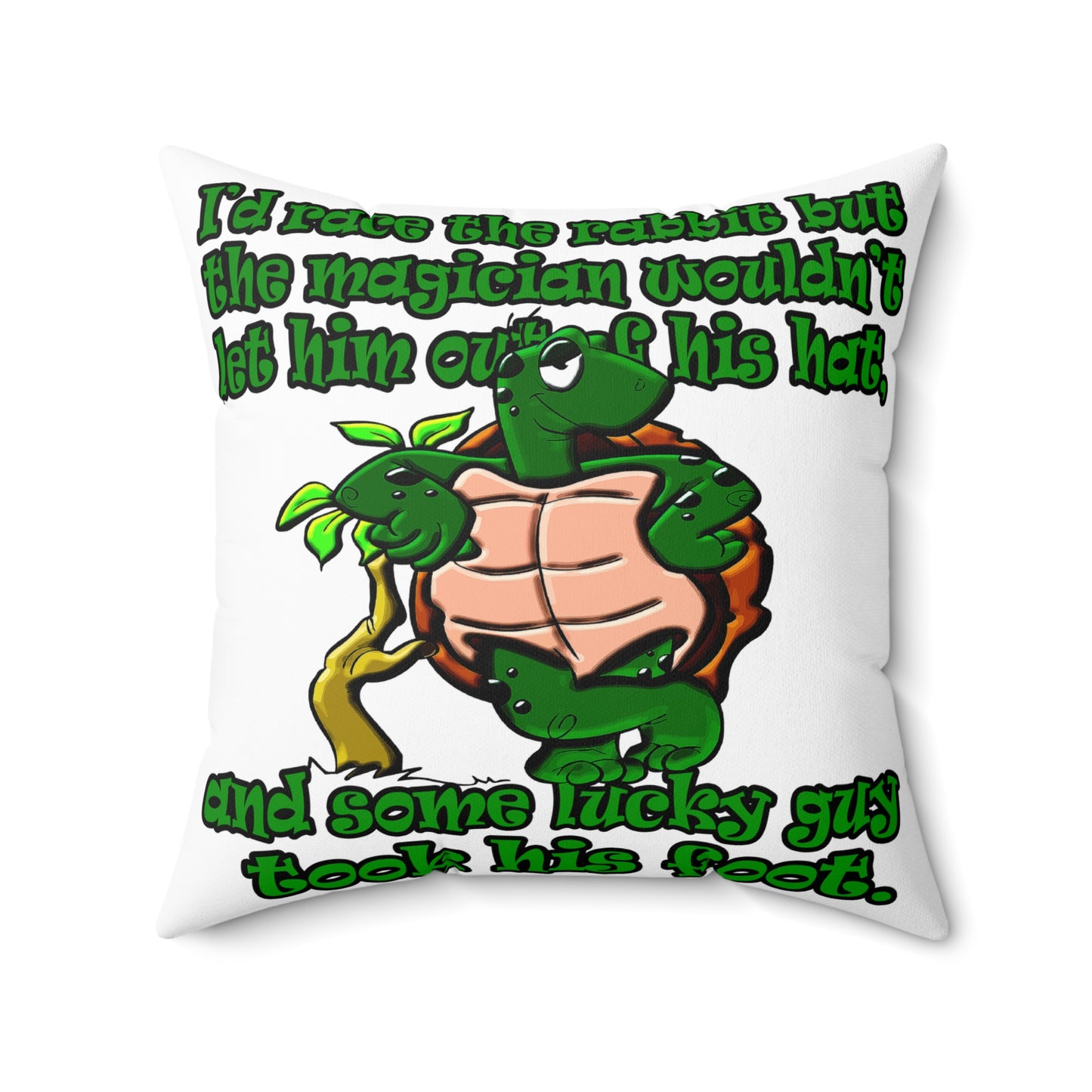 turtle race - Spun Polyester Square Pillow - (white)