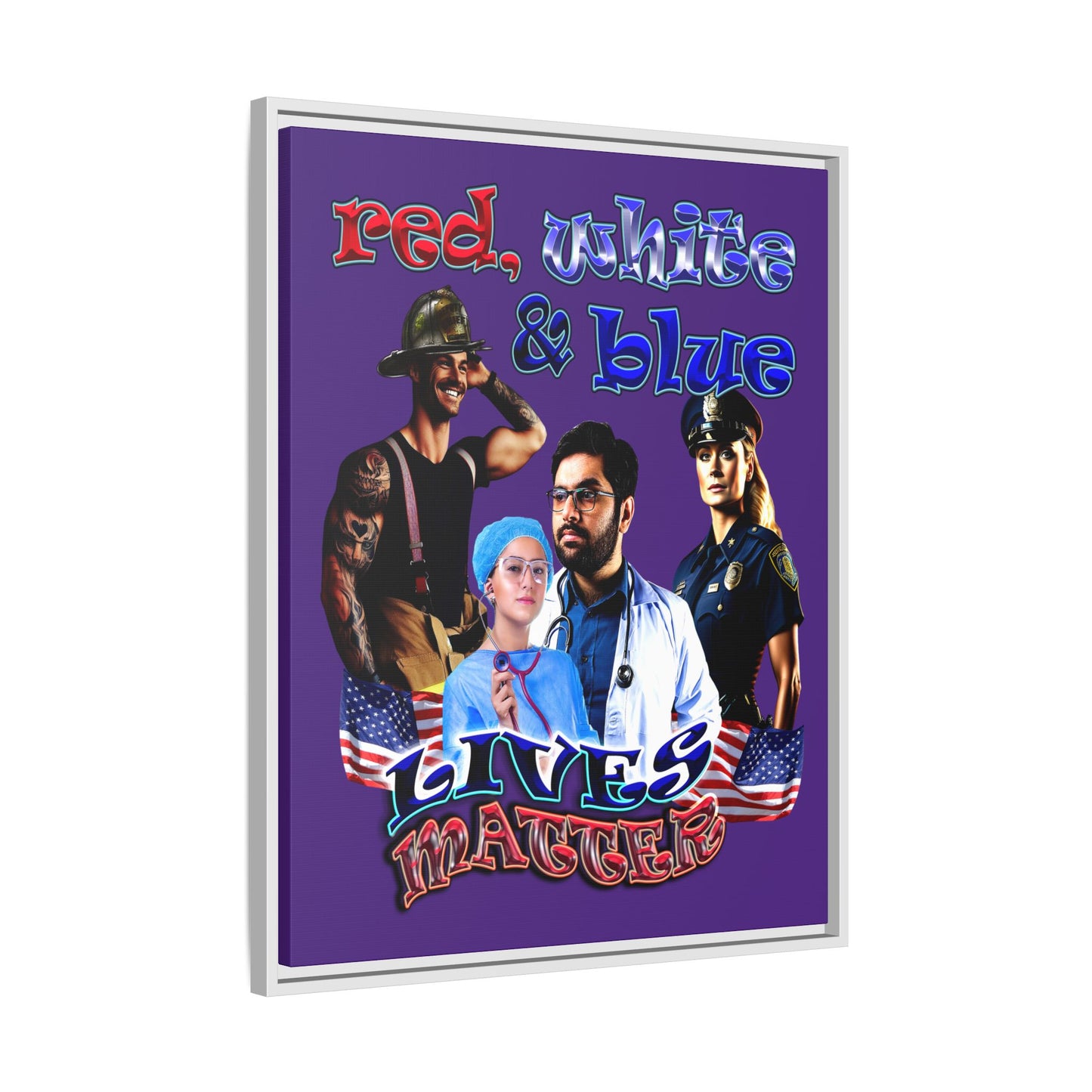 rw&b lives matter - framed canvas art (purple)