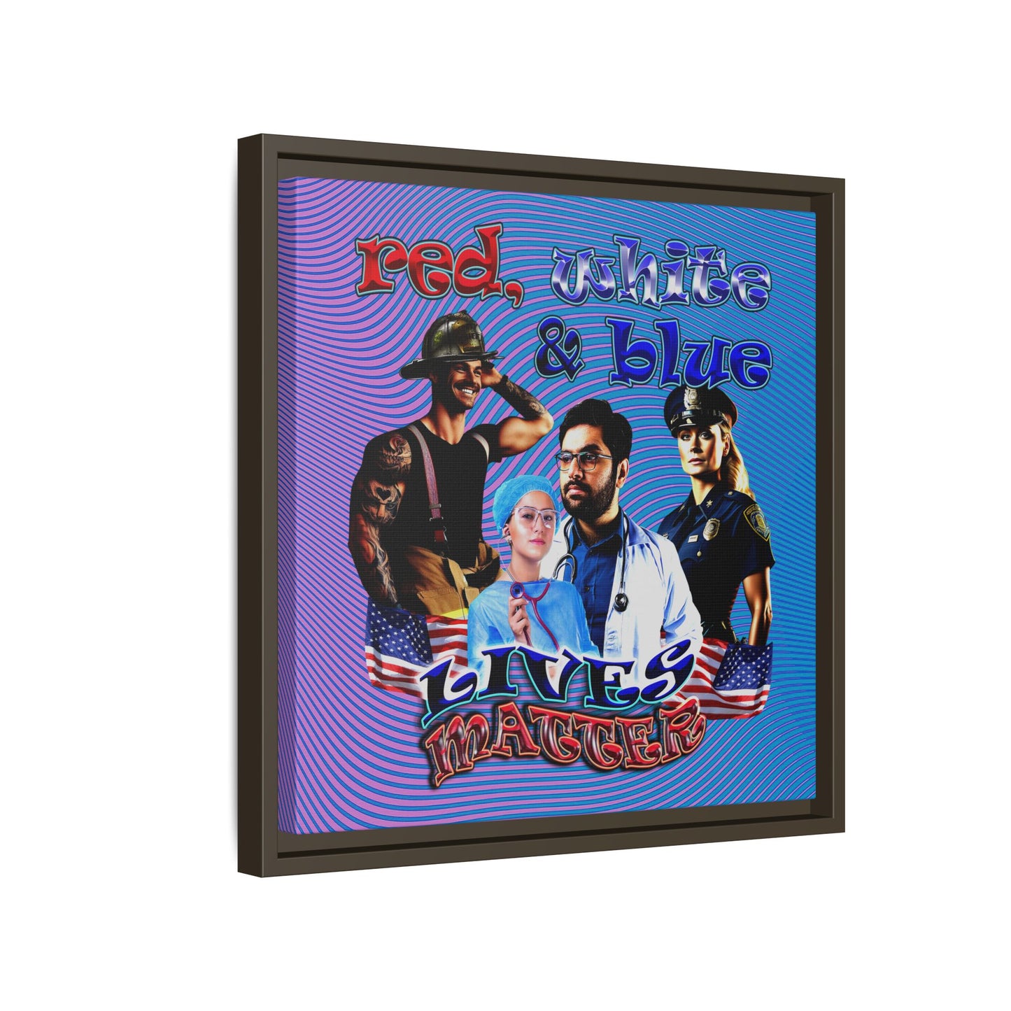 rw&b lives matter - framed canvas art (light blue-purple wave)