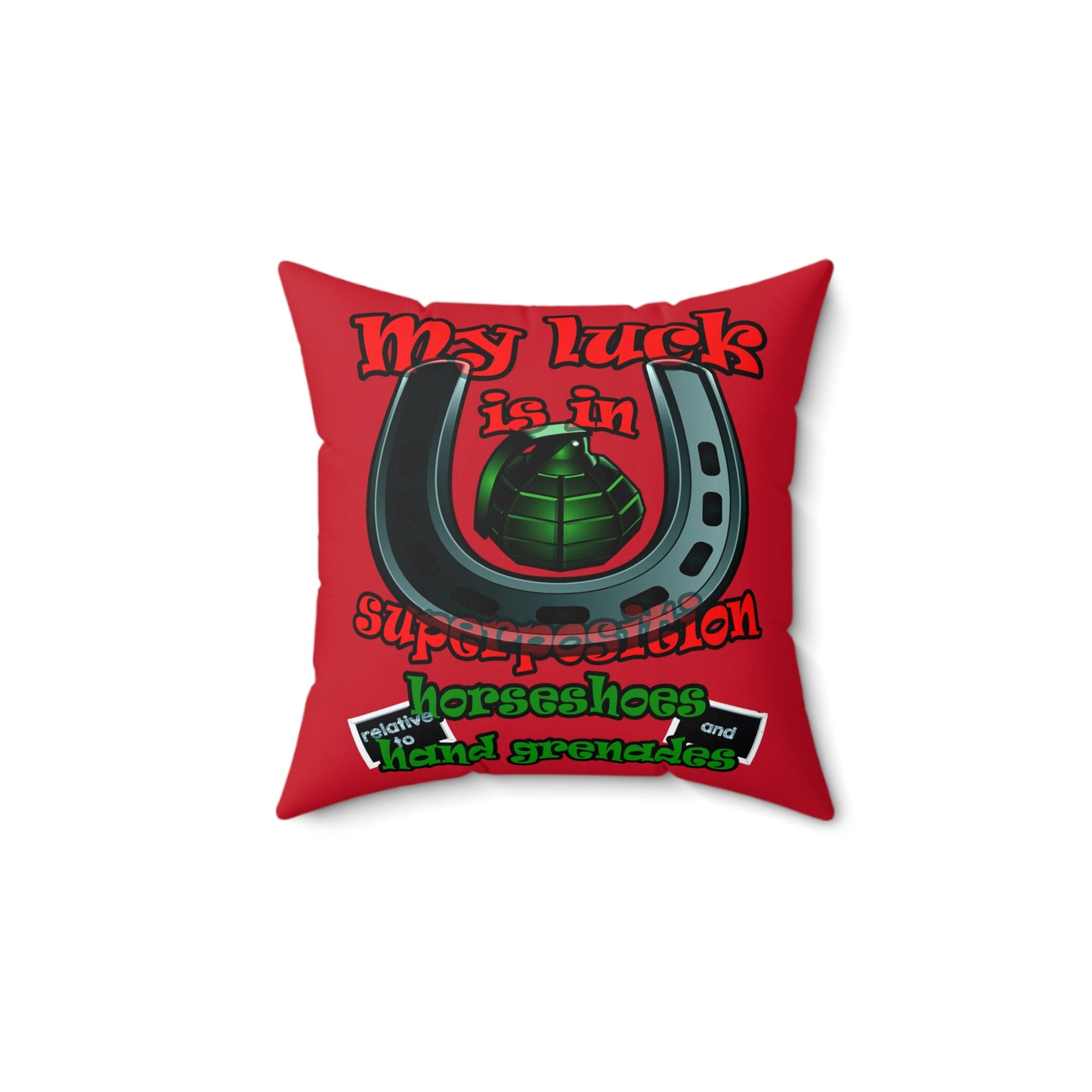 my luck - Spun Polyester Square Pillow - (dark red)