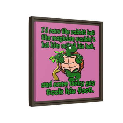 turtle race - framed canvas art (light pink)