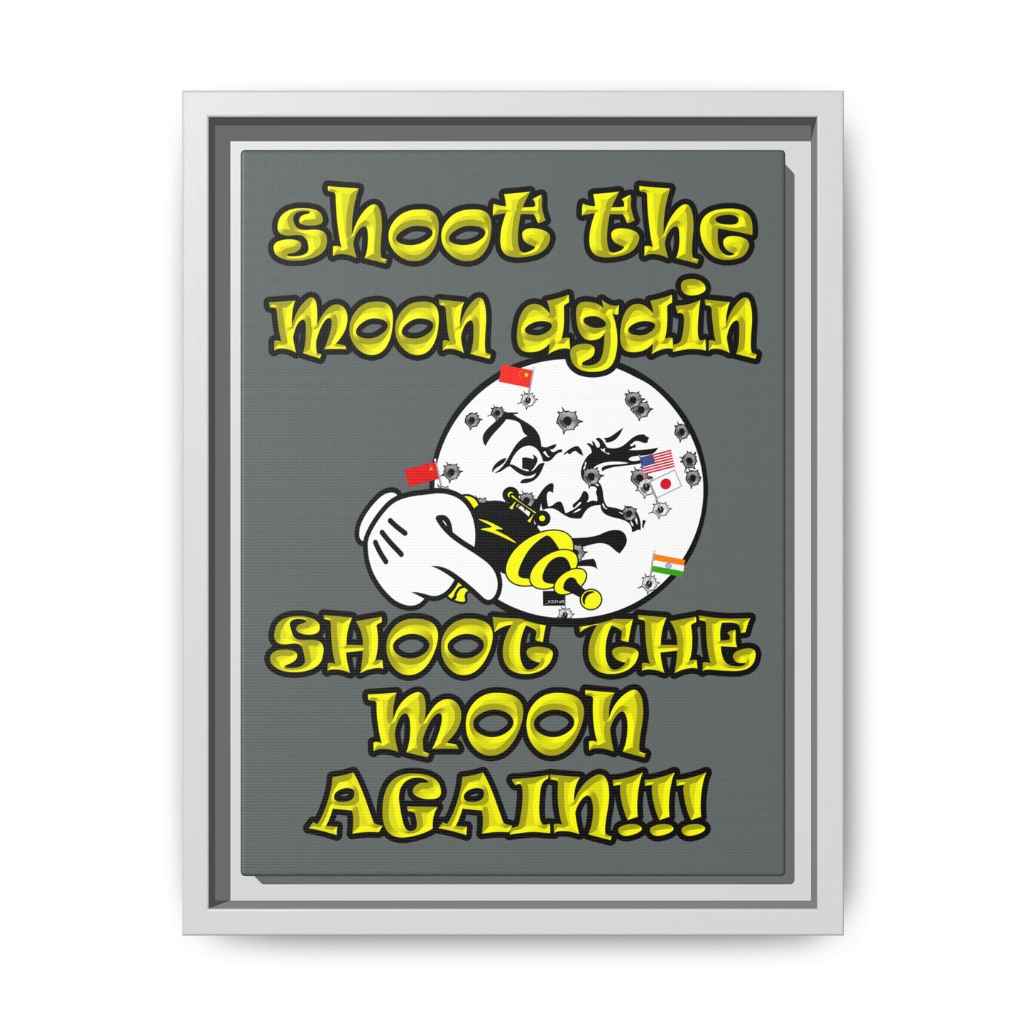 shoot the moon again - framed canvas art (dark grey)