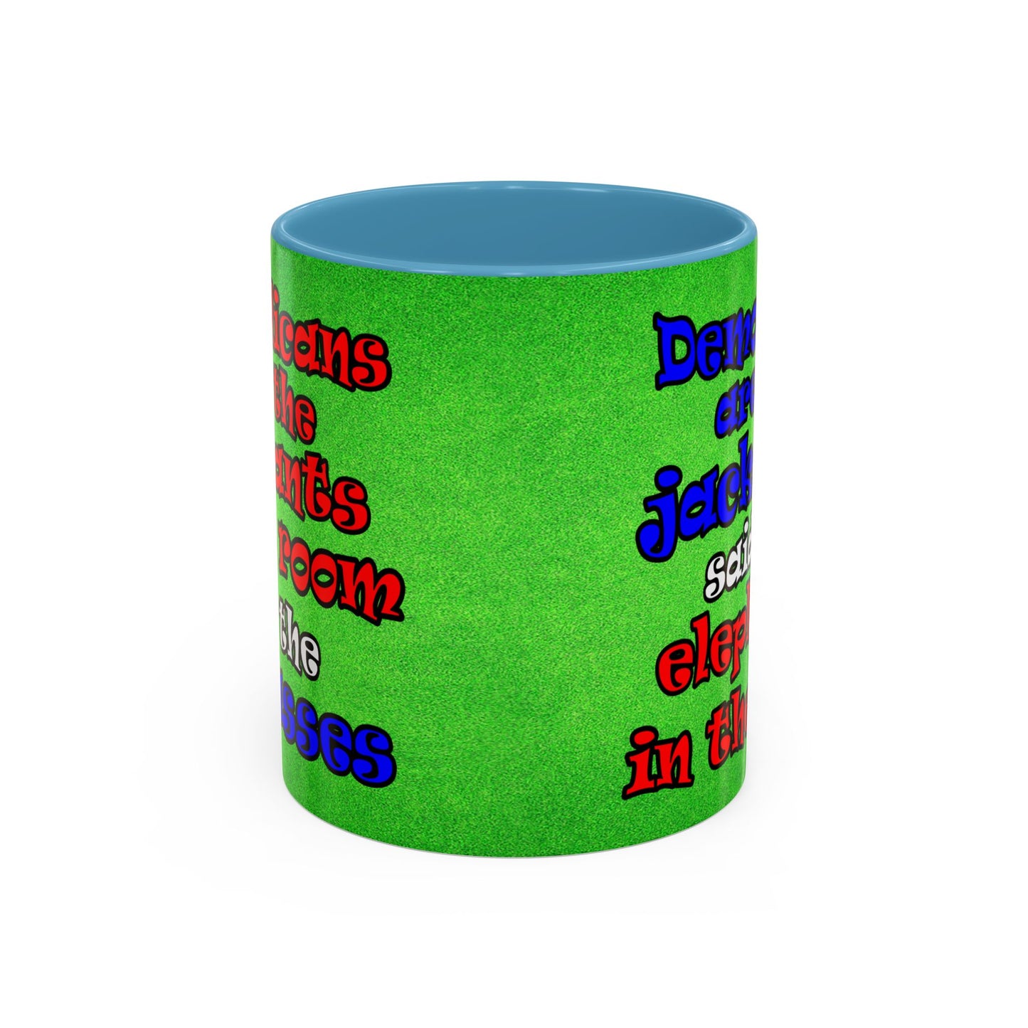 donkeys and elephants - Accent Mug (green turf)