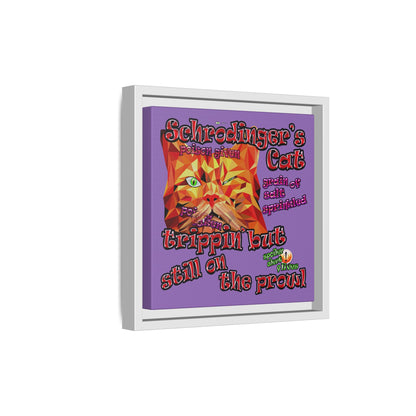 schrodinger's cat - framed canvas art (light purple)
