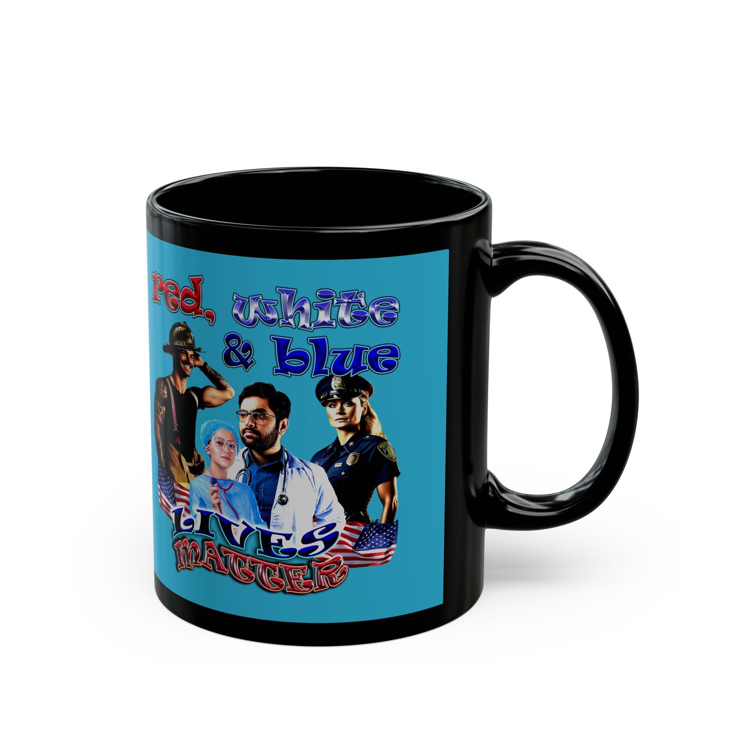 rw&b lives matter - Black Mug (turquoise)