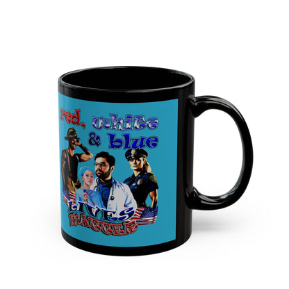 rw&b lives matter - Black Mug (turquoise)