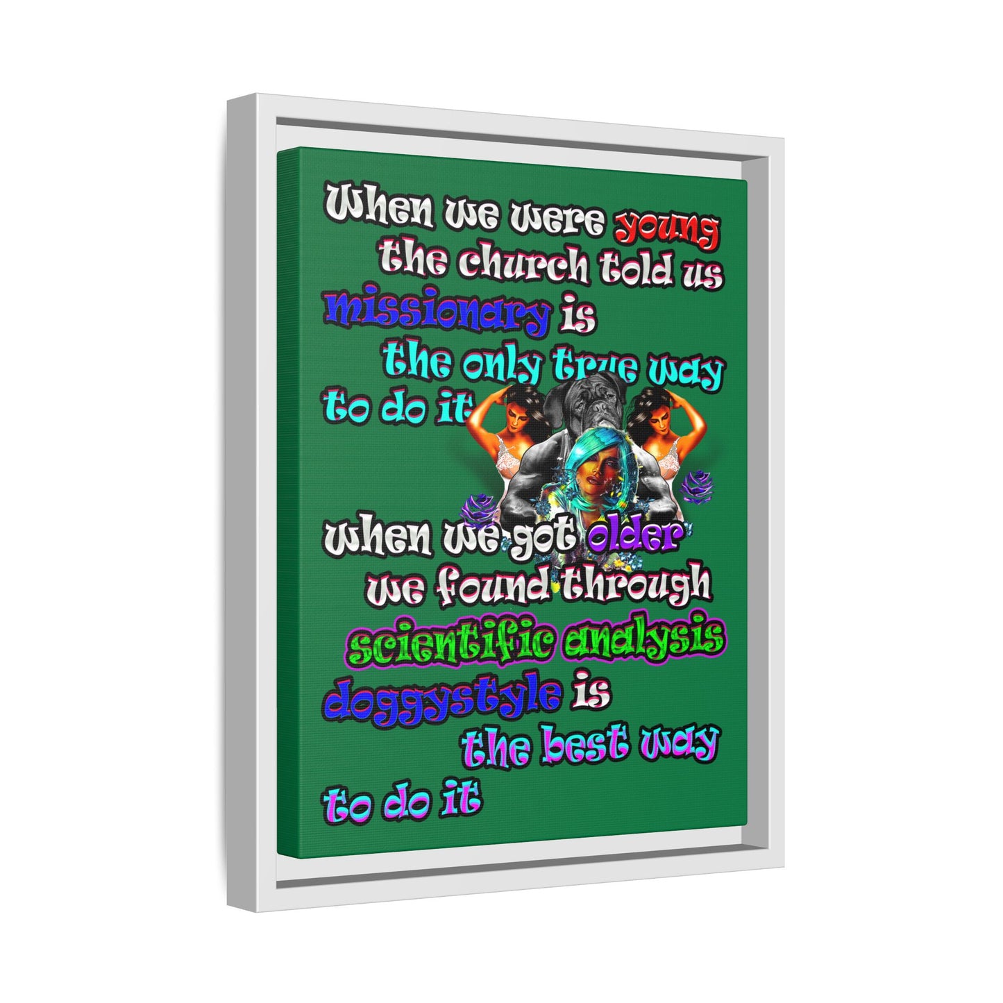 doggystyle - framed canvas art (dark green)