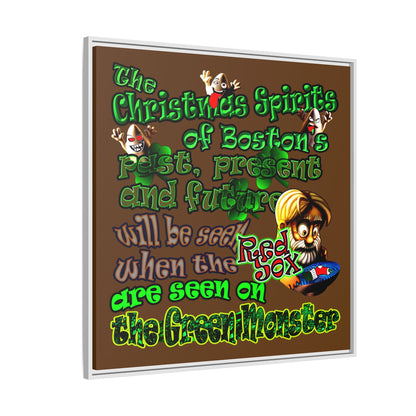 christmas spirits of boston - framed canvas art (brown)