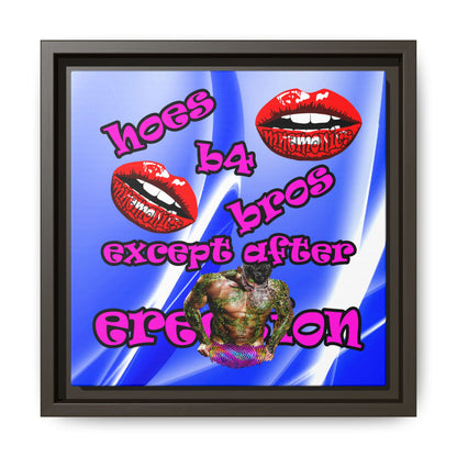 hoes b4 bros - framed canvas art (blue-white wave)