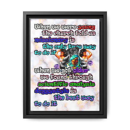 doggystyle - framed canvas art (white marble)