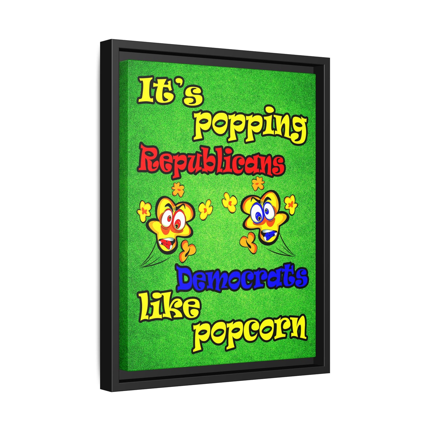 popping like popcorn - framed canvas art (green turf)