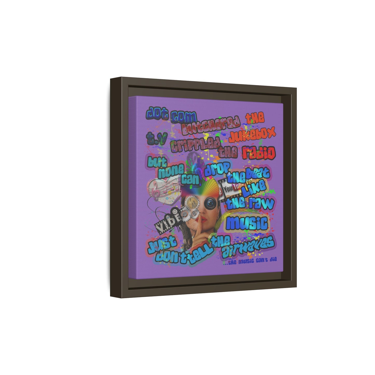 drop the beat - framed canvas art (light purple)