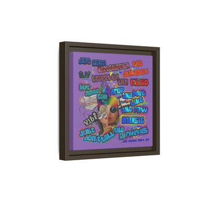 drop the beat - framed canvas art (light purple)