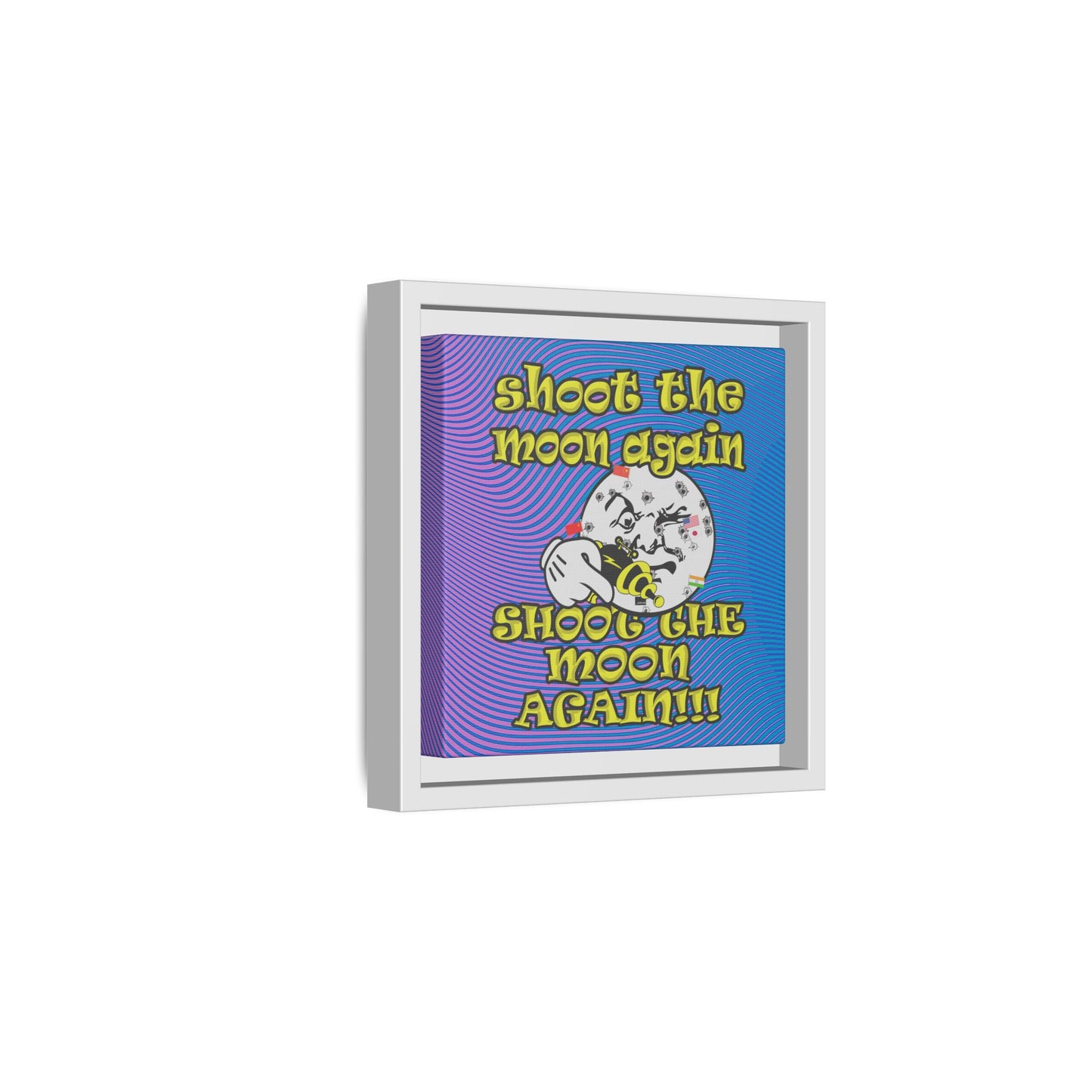 shoot the moon again - framed canvas art (light blue-purple wave)