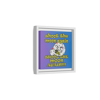 shoot the moon again - framed canvas art (light blue-purple wave)