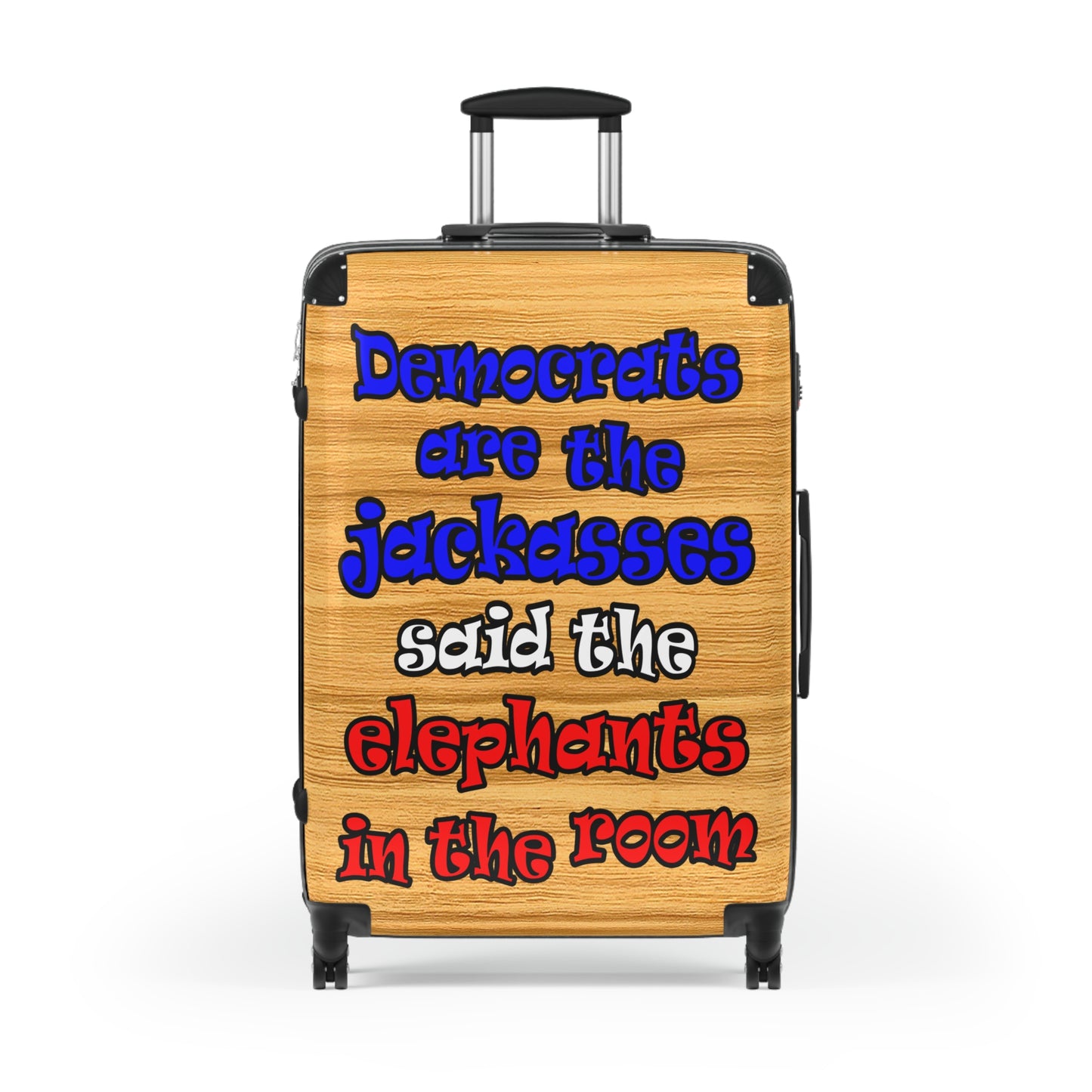 donkeys and elephants - Suitcase (butterscotch wood finish)