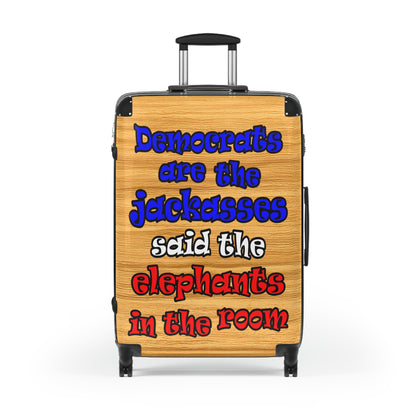 donkeys and elephants - Suitcase (butterscotch wood finish)
