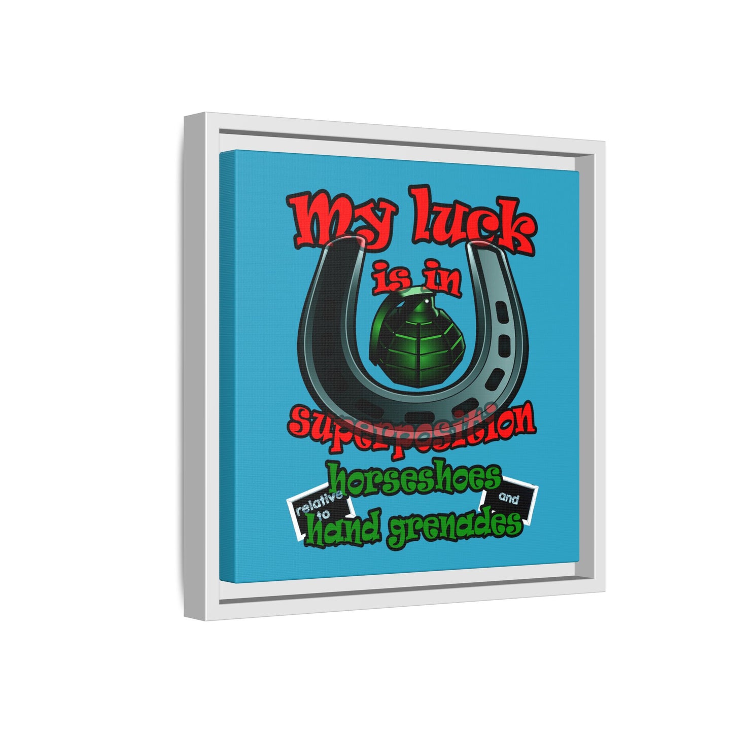 my luck - framed canvas art (turquoise)
