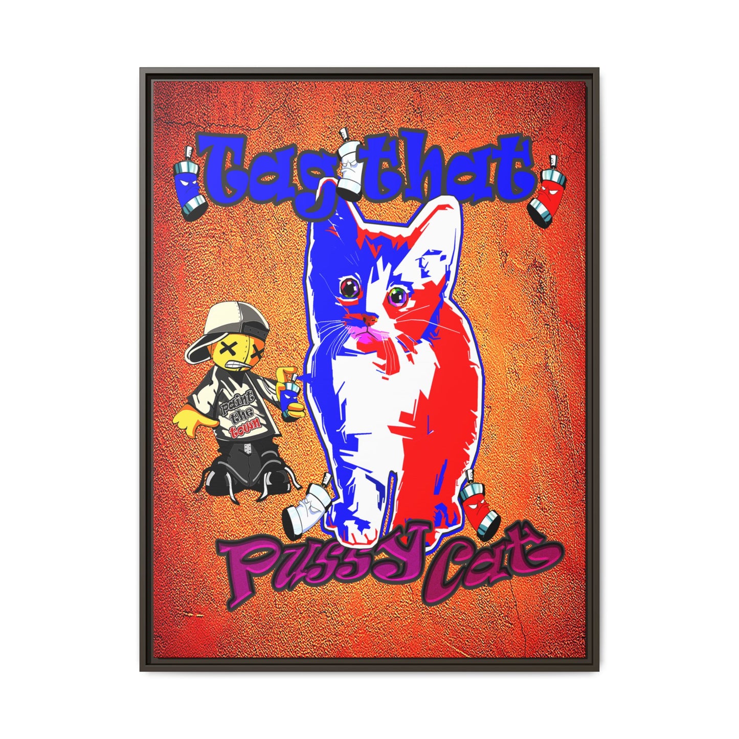 tag that - framed canvas art (burnt orange)