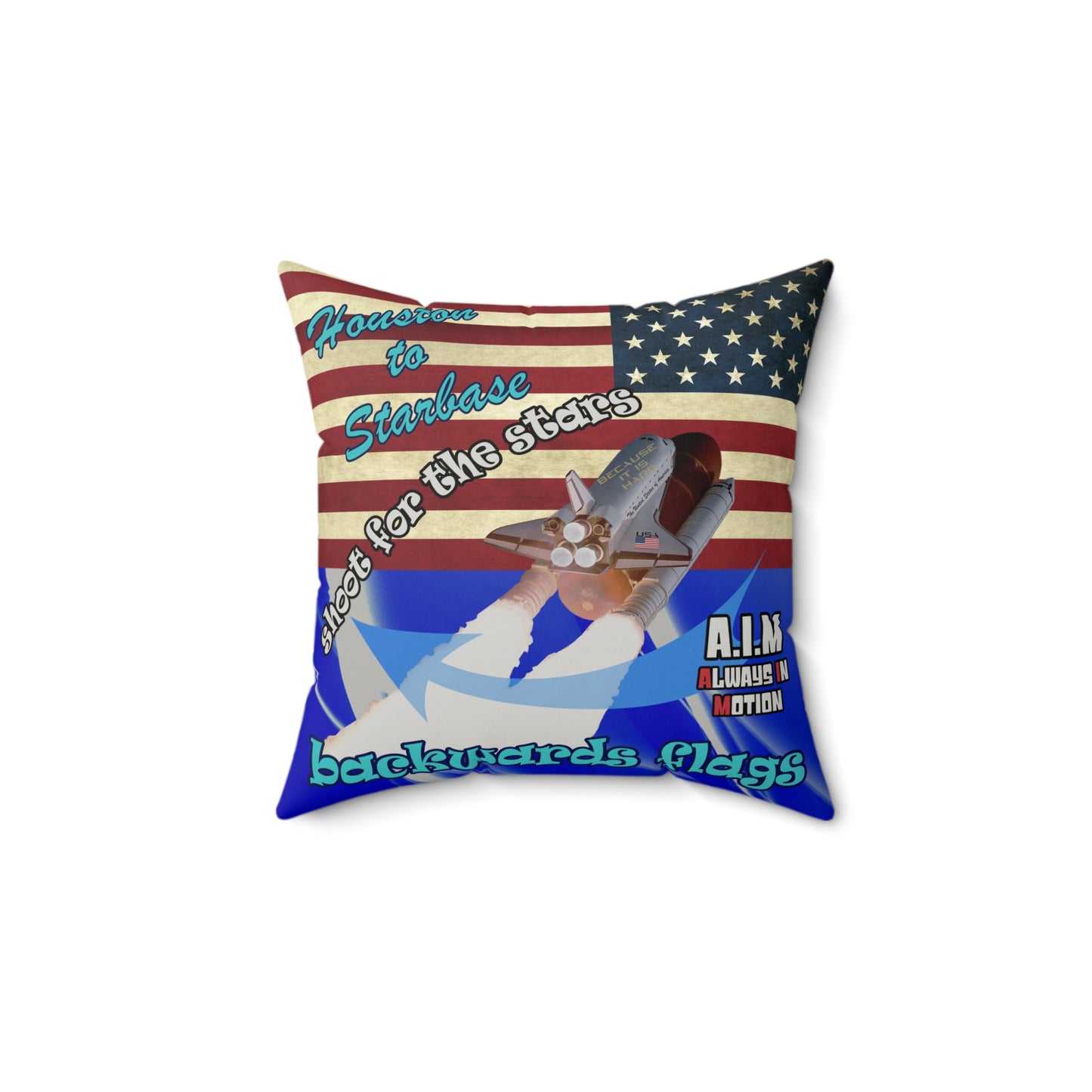 shoot for the stars - Faux Suede Square Pillow - (blue-white wave)