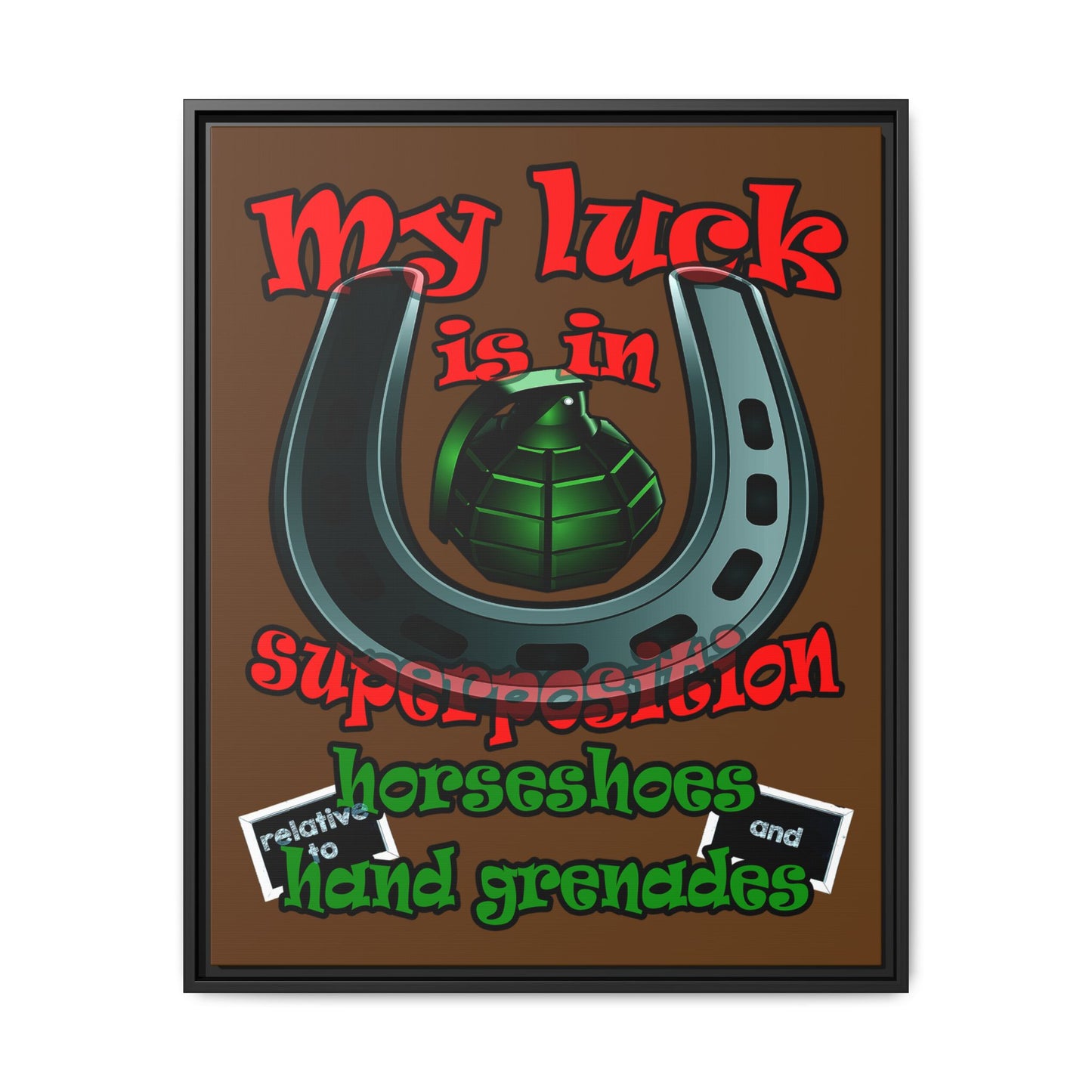 my luck - framed canvas art (brown)