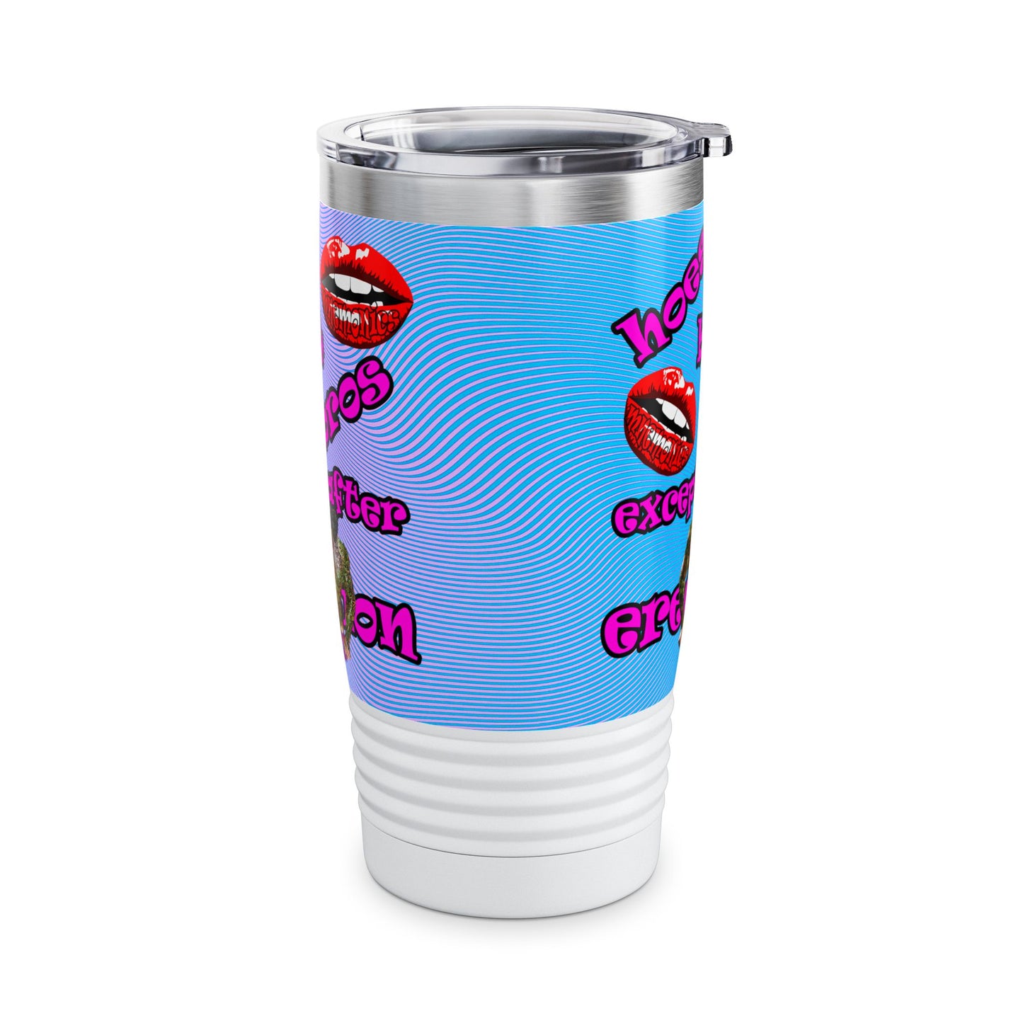 hoes b4 bros - Ringneck Tumbler, 20oz (light blue-purple wave)