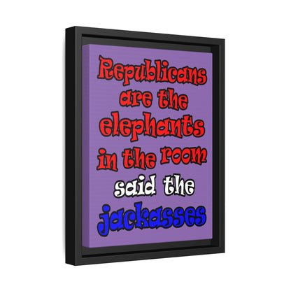donkeys and elephants - framed canvas art (light purple)