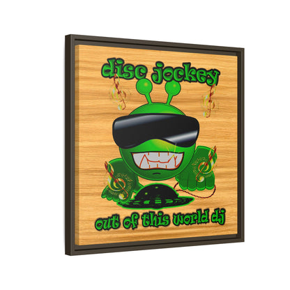 disc jockey - framed canvas art (butterscotch wood finish)