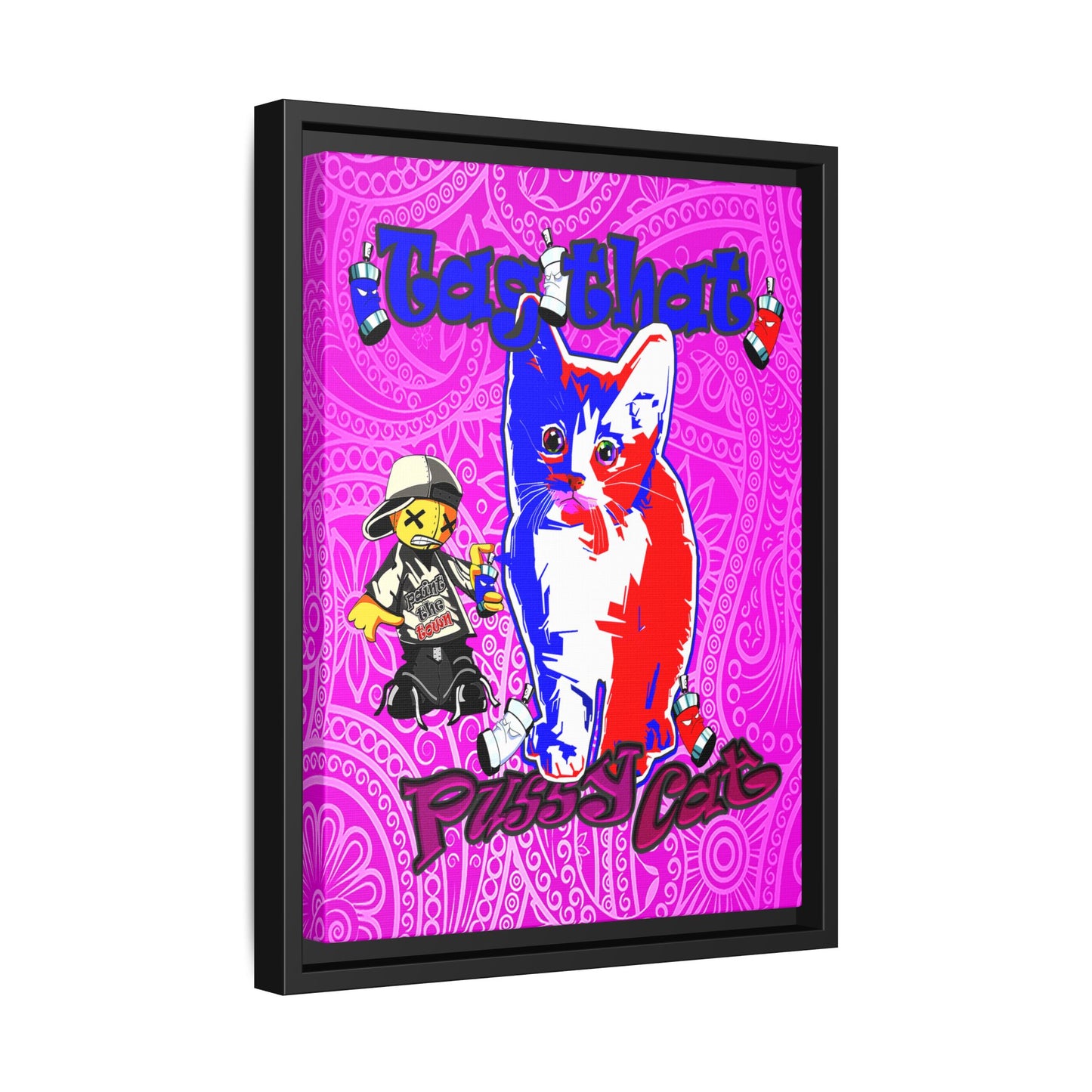 tag that - framed canvas art (pink swirl)