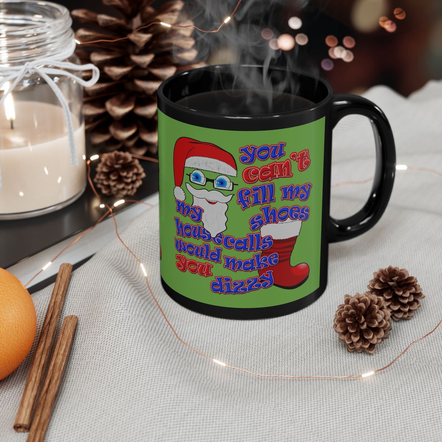 santa's shoes - Black Mug (green)