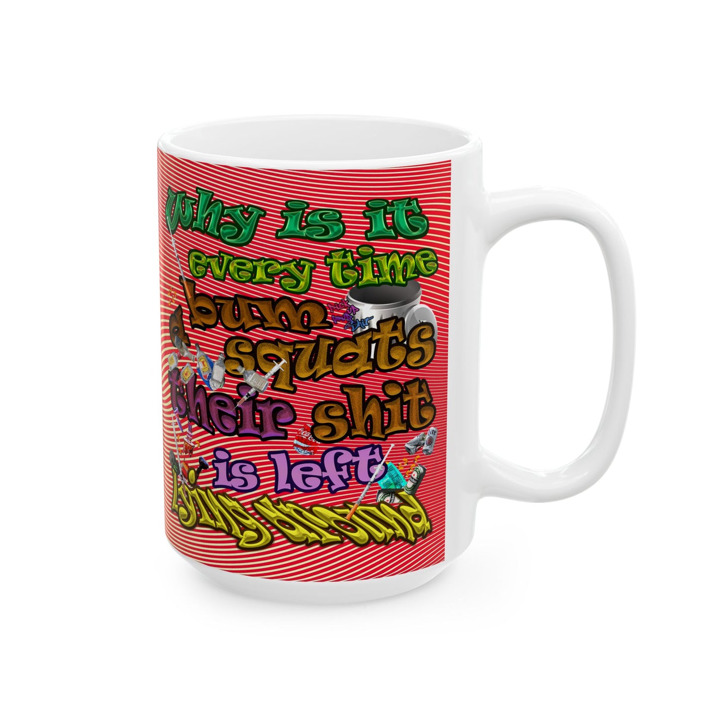 the bum's shit - White Mug (yellow-orange wave)