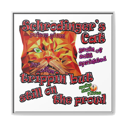 schrodinger's cat - framed canvas art (white)
