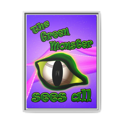 green monster - framed canvas art (purple-pink wave)