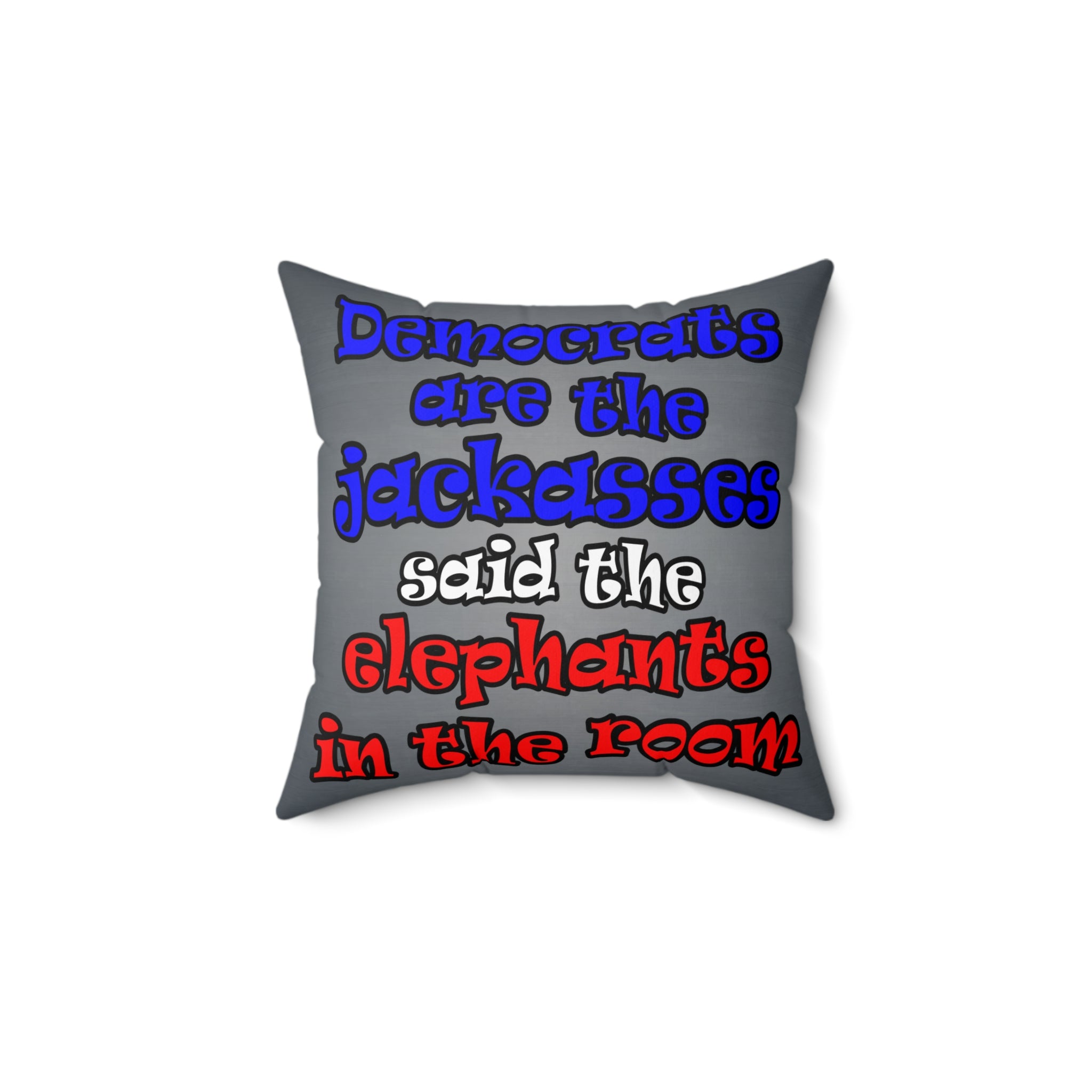 donkeys and elephants - Spun Polyester Square Pillow - (grey-light grey)