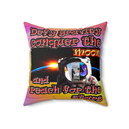 defy conquer reach - Faux Suede Square Pillow - (color blur)