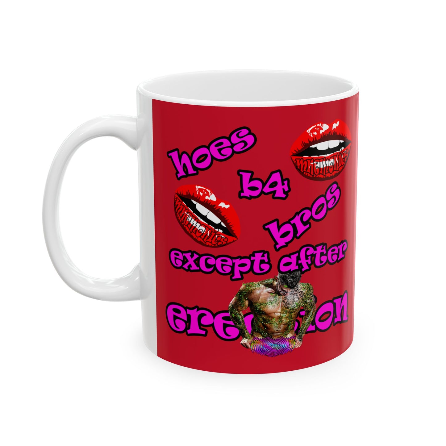 hoes b4 bros - White Mug (dark red)