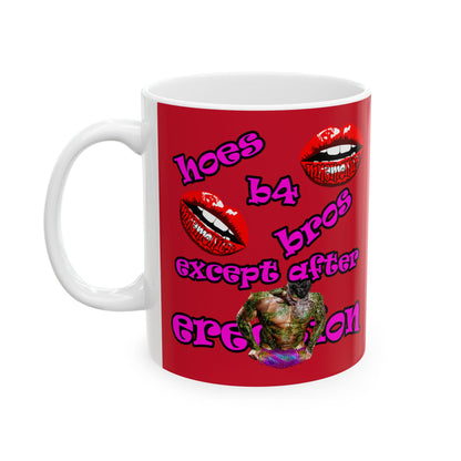 hoes b4 bros - White Mug (dark red)