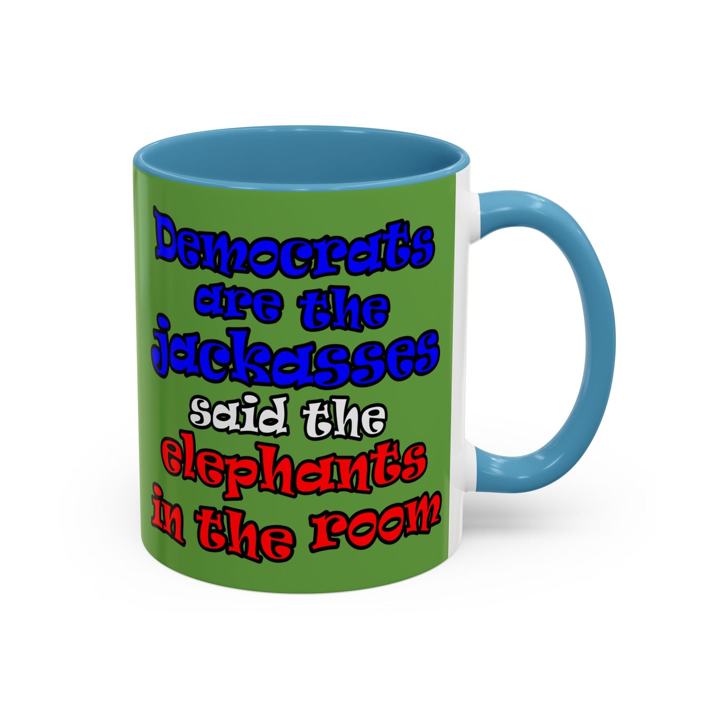 donkeys and elephants - Accent Mug (green)