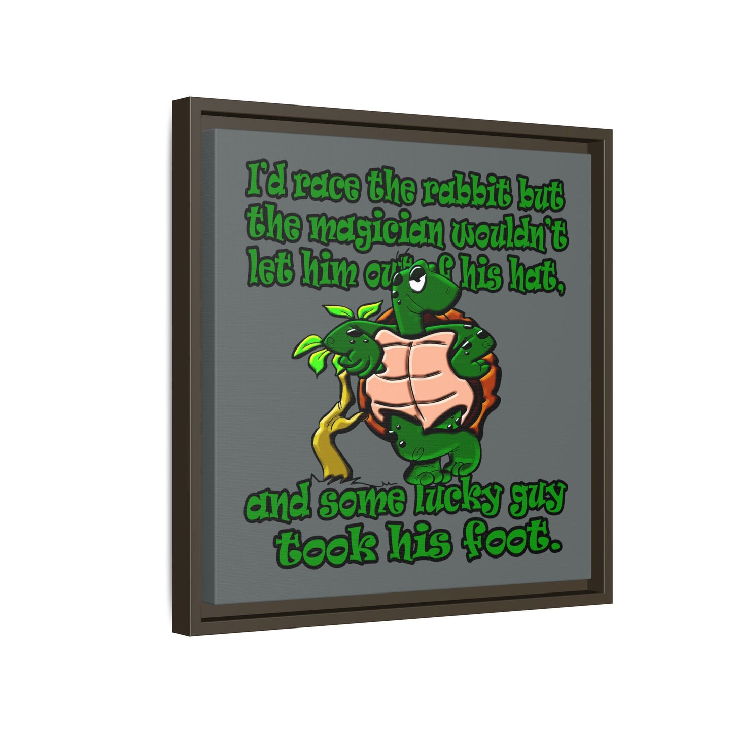 turtle race - framed canvas art (dark grey)