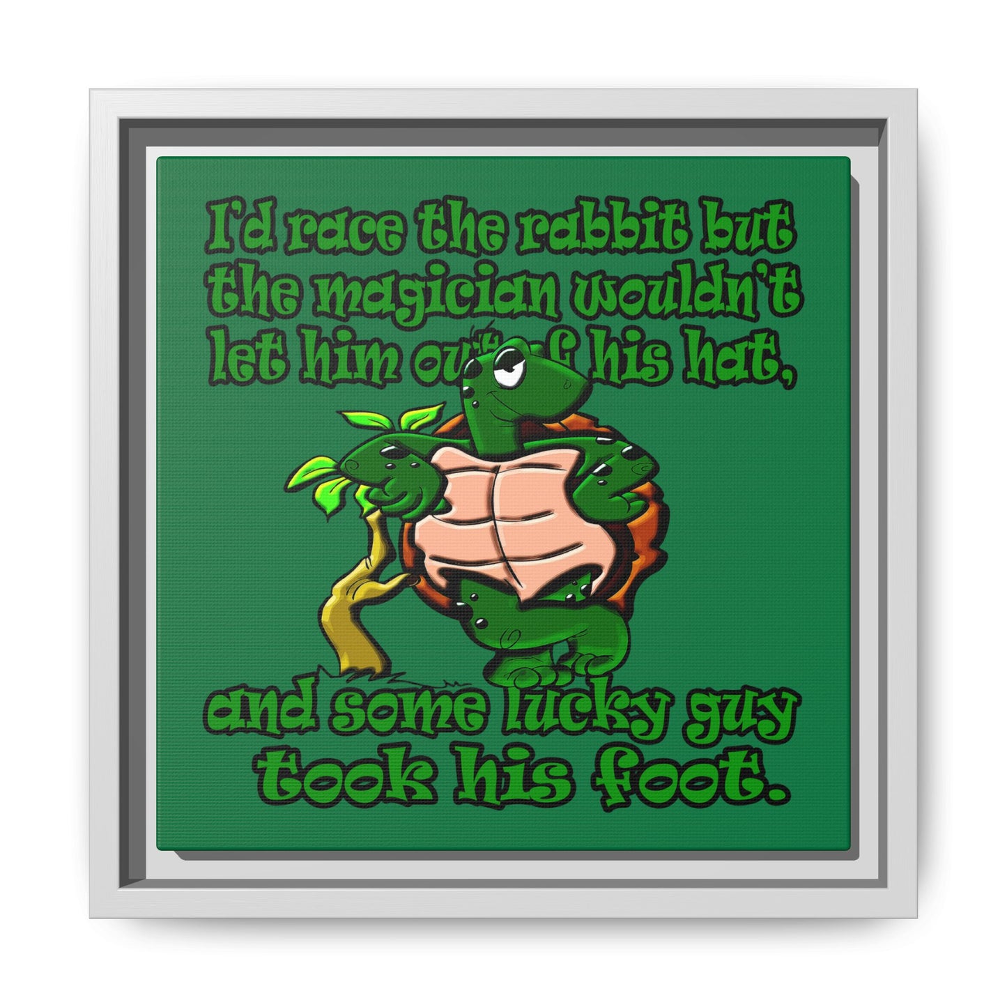 turtle race - framed canvas art (dark green)
