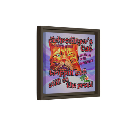 schrodinger's cat - framed canvas art (light blue-pink wave)