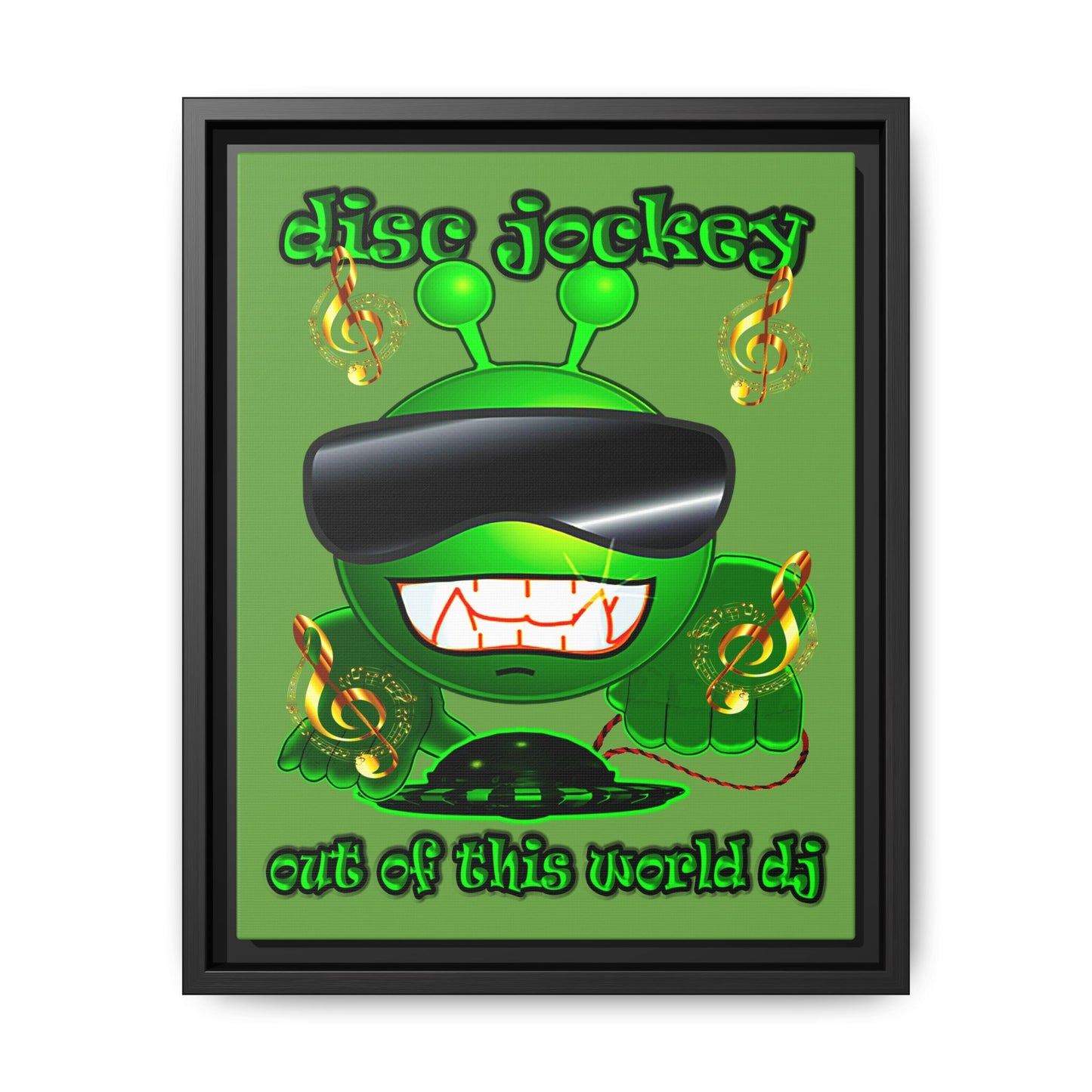 disc jockey - framed canvas art (green)