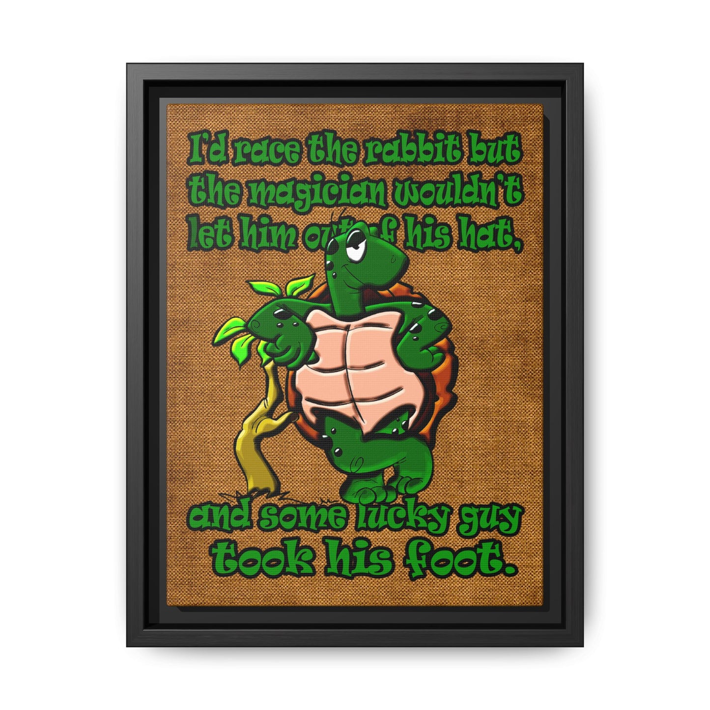 turtle race - framed canvas art (brown papyrus)