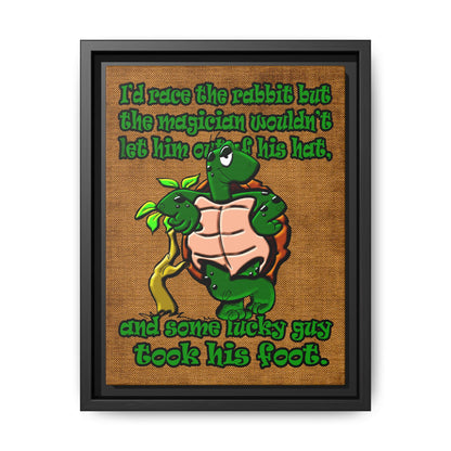 turtle race - framed canvas art (brown papyrus)