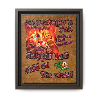 schrodinger's cat - framed canvas art (brown papyrus)
