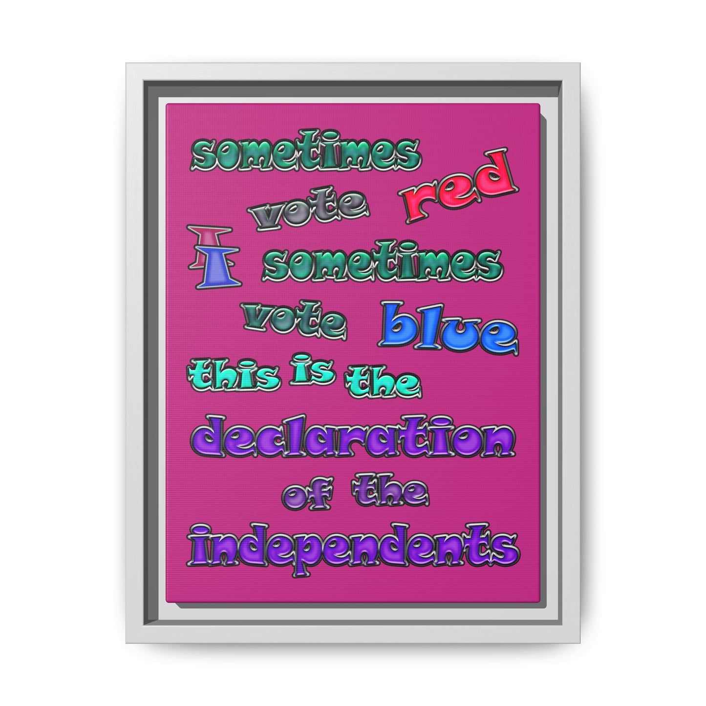 declaration of the independents - framed canvas art (pink)
