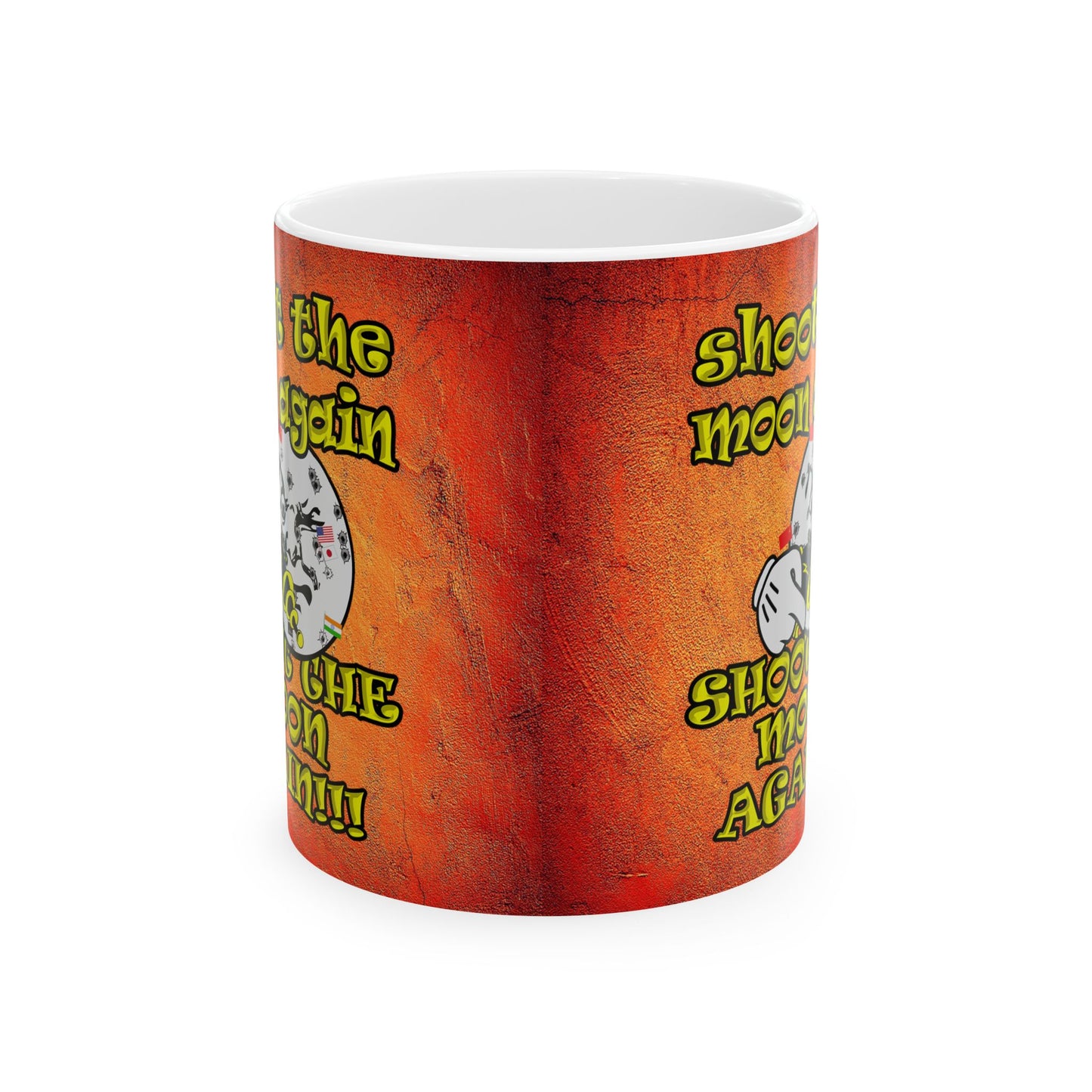shoot the moon again - White Mug (burnt orange)