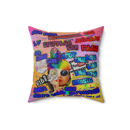 drop the beat - Spun Polyester Square Pillow - (color blur)