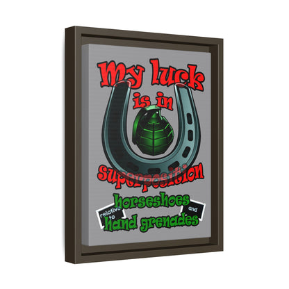 my luck - framed canvas art (grey)