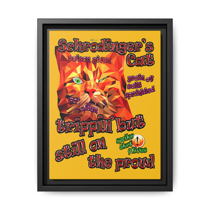 schrodinger's cat - framed canvas art (yellow)